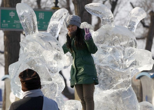 Китайский Новый год Кролика. Город Харбин провинции Хэйлунцзян. Фото: CHINA OUT AFP PHOTO