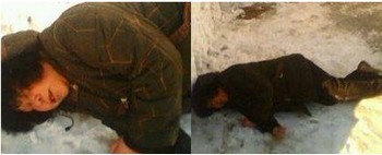 Полицейские бросили Лю Хунчжэнь замерзать на снегу. Фото: minghui.org