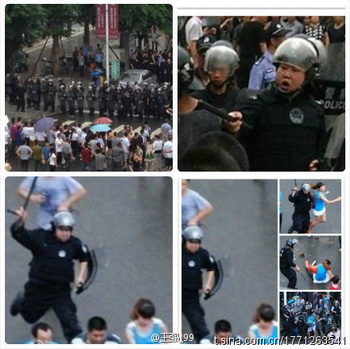 Жители Шифана сделали фотографии бесчинств спецназа, которые пользователи сети широко распространили в Интернете. Фото: Weibo.com