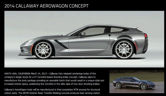 На скриншоте сайта компании Callaway Cars изображён Corvette Stingray Aerowagon. Фото: Великая эпоха