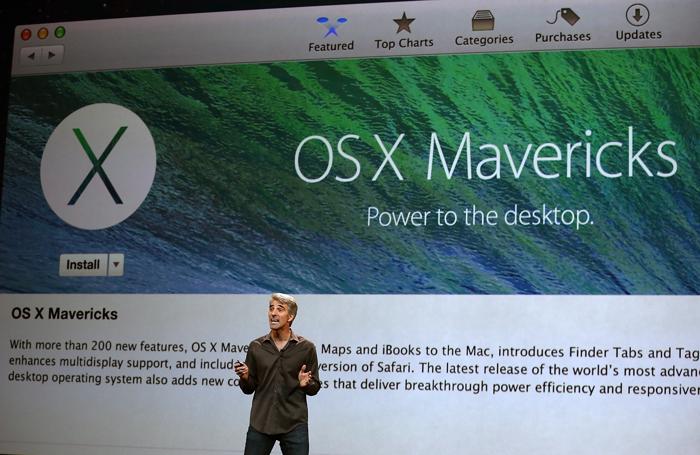Вице-президент Apple по программному обеспечению Крейг Федериги представляет OS X Mavericks. Фото: Justin Sullivan/Getty Images