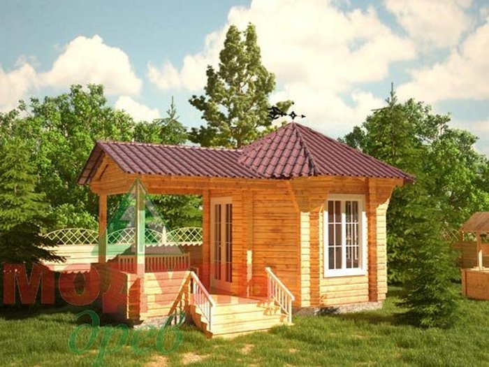 Беседка из бруса «Ажур». Фото с сайта www.moduldrev.ru/projects/tiny/arbor/07