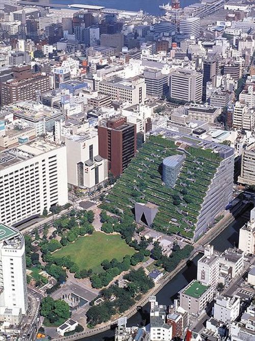 Зелёная крыша-фасад в г.Фукуёка, Япония. Фото с сайта www.webpark.ru