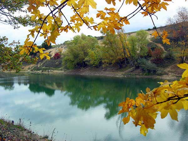 Золотая осень на берегах озера Крепкое близ Холмовки в Крыму. Фото: Алла Лавриненко/Великая Эпоха