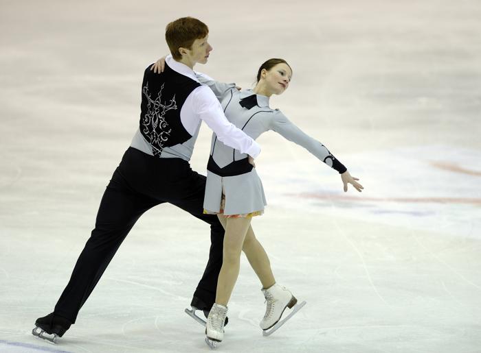 Российские фигуристы Евгения Тарасова и Владимир Морозов на юниорском Чемпионате мира в Милане 27 февраля 2013 года. Фото: Claudio Villa/Getty Images