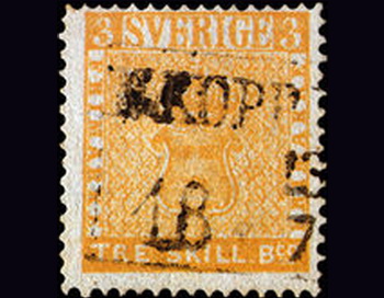 Марка Treskilling Yellow. Фото с сайта famousstamps.org