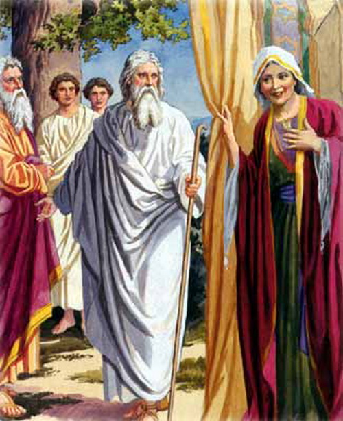 Сарра и Авраам встречают трёх ангелов. Иллюстрация: WikiMedia Commons