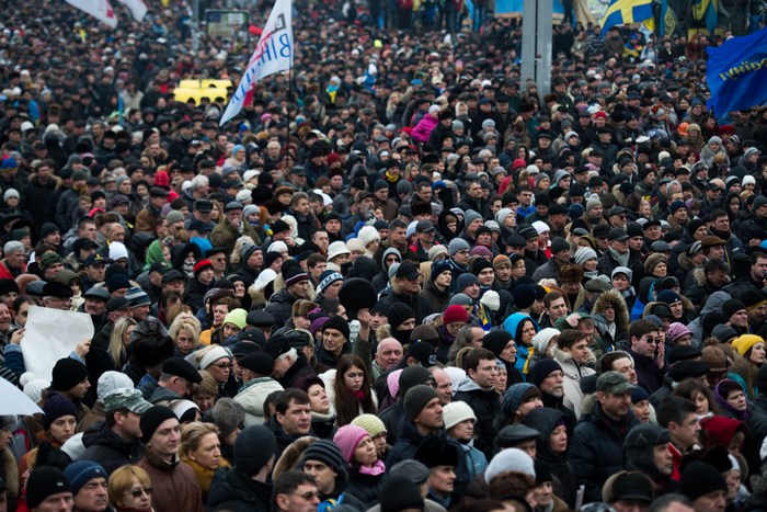 Народное вече на Майдане Незалежности  в Киеве, 9 февраля, 2014 год. Фото: MARTIN BUREAU/AFP/Getty Images