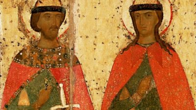 Фрагмент храмовой иконы церкви святых Бориса и Глеба в Коломне. Неизвестный иконописец, вторая половина XIV века. commons.wikimedia.org/Public Domain