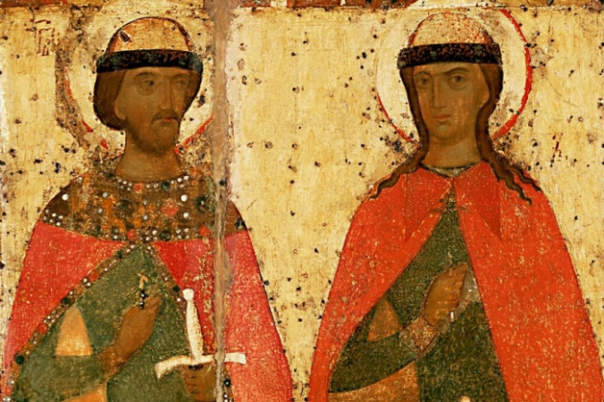 Фрагмент храмовой иконы церкви святых Бориса и Глеба в Коломне. Неизвестный иконописец, вторая половина XIV века. commons.wikimedia.org/Public Domain