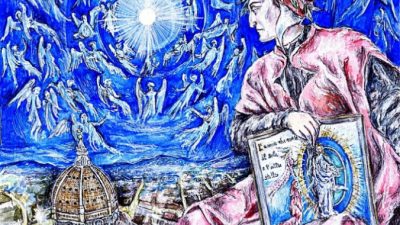 Иллюстрация «Апофеоз Данте Алигьери во Флоренции: Любовь, которая движет солнцем и другими звёздами», графика Джованни Гуида, 2020. Работа, созданная по случаю 700-летия со дня смерти великого итальянского поэта. Giovanni Guida/commons.wikimedia.org/ CC BY-SA 3.0