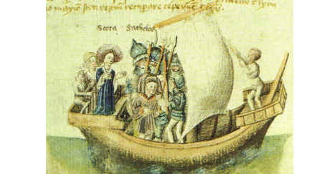 Скота уплывает из Египта. Иллюстрация XV века. Фото: Wikimedia Commons/
public domain
