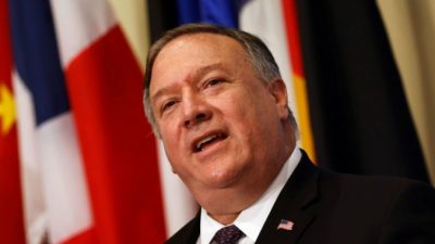 Госсекретарь США Майк Помпео беседует с журналистами после встречи с членами Совета Безопасности ООН в штаб-квартире ООН, Нью-Йорк, 20 августа 2020 года. MIKE SEGAR/POOL/AFP via Getty Images