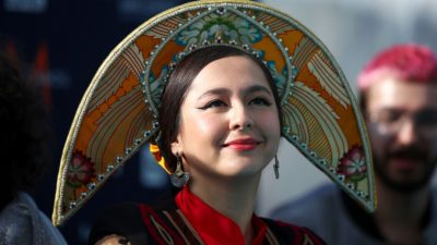 ROTTERDAM, NETHERLANDS - MAY 16: Manizha Dalerovna Sangin 'Manizha' of Russia arrives at the 65th Eurovision Song Contest held at Rotterdam Ahoy on May 16, 2021 in Rotterdam, Netherlands. (Photo by Dean Mouhtaropoulos/Getty Images)