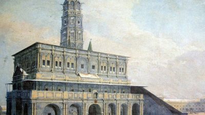 Сухарева башня, картина 1840-1850-х годов. wikipedia.org. Общественное достояние