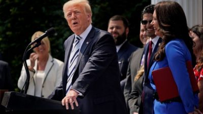 Бывший президент Дональд Трамп выступает в Национальном гольф-клубе Трампа в Бедминстере, штат Нью-Джерси, 7 июля 2021 года (Seth Wenig/AP Photo)