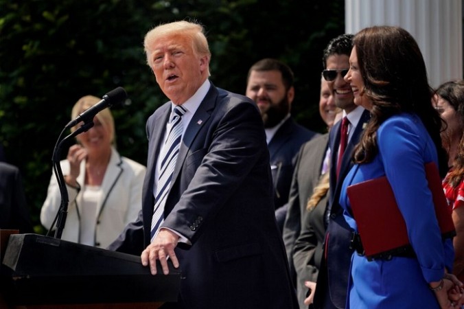 Бывший президент Дональд Трамп выступает в Национальном гольф-клубе Трампа в Бедминстере, штат Нью-Джерси, 7 июля 2021 года (Seth Wenig/AP Photo)