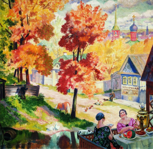 Осень, купчихи и патриархальная Русь Кустодиева