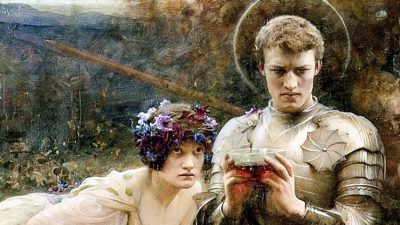 Фото: «Искушение сэра Персиваля», 1894, Артур Хакер. Холст, масло, 132 см на 157 см. Художественная галерея Лидса, Англия.