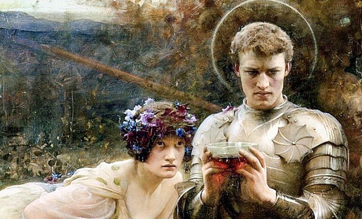 Фото: «Искушение сэра Персиваля», 1894, Артур Хакер. Холст, масло, 132 см на 157 см. Художественная галерея Лидса, Англия.