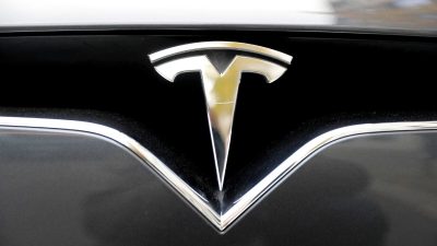 Логотип компании на электромобиле Tesla Model X в Берлине, Германия, 13 ноября 2019 года. Фото: Fabrizio Bensch/Reuters
