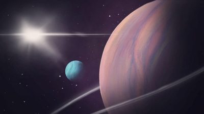 Луна, диаметр которой примерно в 2,6 раза больше диаметра Земли, вращающаяся вокруг большой газовой планеты-гиганта в другой солнечной системе, расположенной на расстоянии около 5700 световых лет от нашей Солнечной системы. (Helena Valenzuela Widerstrom/Handout via Reuters) 