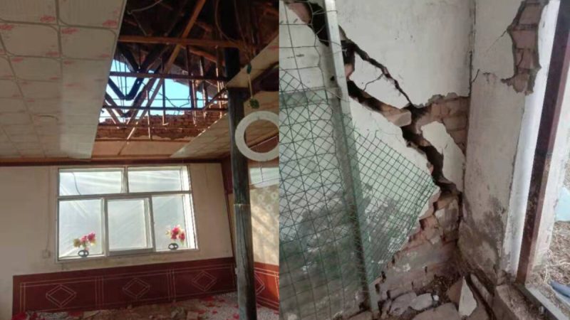 Повреждение жилого дома после землетрясения магнитудой 6,9 в уезде Меньюань, провинция Цинхай на северо-западе Китая, 8 января 2022 года. Фото: Provided to The Epoch Times
