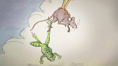 «Лягушка и мышь», иллюстрация Майло Винтера, «Эзоп для детей», 1919 г. (PD-US)