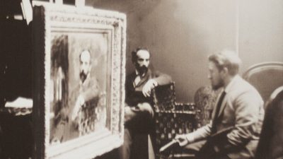Валентин Серов пишет портрет Исаака Левитана в его доме-мастерской. Изображение: commons.wikimedia.org/ Общественное достояние