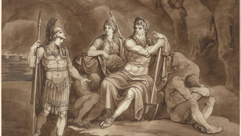 Бартоломео Пинелли (1781–1835), «Телемах просит разрешения у Плутона искать своего отца в подземном мире», 1809 г. (Фонд Уильяма Б. О’Нила/Национальная художественная галерея)
