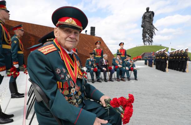 Ветераны на церемонии открытия Мемориала советскому воину под Ржевом, Тверская область, Россия, 30 июня 2020 г. Фото: Михаил Климентьев/SPUTNIK/AFP via Getty Images