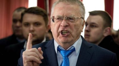 Лидер Либерально-демократической партии России (ЛДПР) Владимир Жириновский выступает с речью.. Фото:  MLADEN ANTONOV/AFP via Getty Images