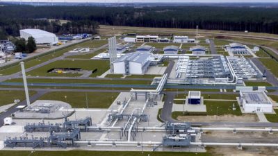 Объекты берегового примыкания газопровода «Северный поток — 2» в Любмине, северная Германия, во вторник, 15 февраля 2022 г. Фото: AP Photo/Michael Sohn