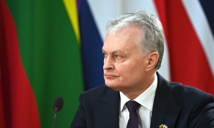 Президент Литвы Гитанас Науседа в Ланкастер-Хаусе, Лондон, 15 марта 2022 года. (Justin Tallis/POOL/AFP via Getty Images)
