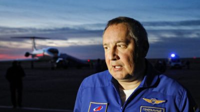 Глава российского космического агентства «Роскосмос» Дмитрий Рогозин в Байконуре, Казахстан, 11 октября 2018 года. (Yuri Kochetkov/AFP via Getty Images)