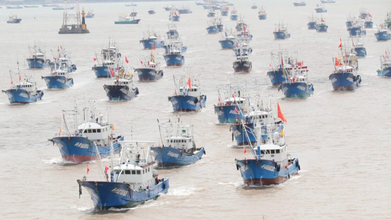 Рыбацкие лодки направляются в Восточно-Китайское море из порта Чжоушань, провинция Чжэцзян, Китай, 1 августа 2021 года. (Chen Yongjian/VCG via Getty Images) 