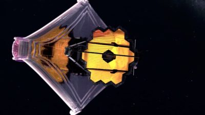 Космический телескоп Джеймса Уэбба в космосе, иллюстрация. (NASA)

