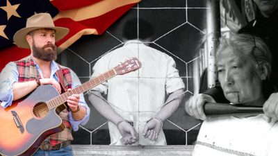 Американский флаг (Supagrit Ninkaesorn/Shutterstock); Певец и автор песен Джеймс Х. Уайт (Любезно предоставлено Ying Shakespeare); Реконструкция пыток (Minghui.org) 