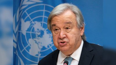 Генеральный секретарь ООН Антониу Гутерриш обращается к журналистам во время пресс-конференции в Нью-Йорке 8 июня 2022 года. (MaryAltaffer/AP Photo) 