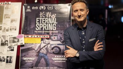 Джейсон Лофтус, режиссёр документального фильма «Вечная весна», на показе фильма на кинофоруме в Манхэттене, Нью-Йорк, 14 октября 2022 г. (ChungYiHo/TheEpochTimes)