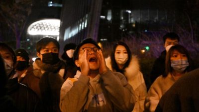 Протестующие в Пекине, 28 ноября 2022 года. Фото: Noel Celis/AFP/Getty Images